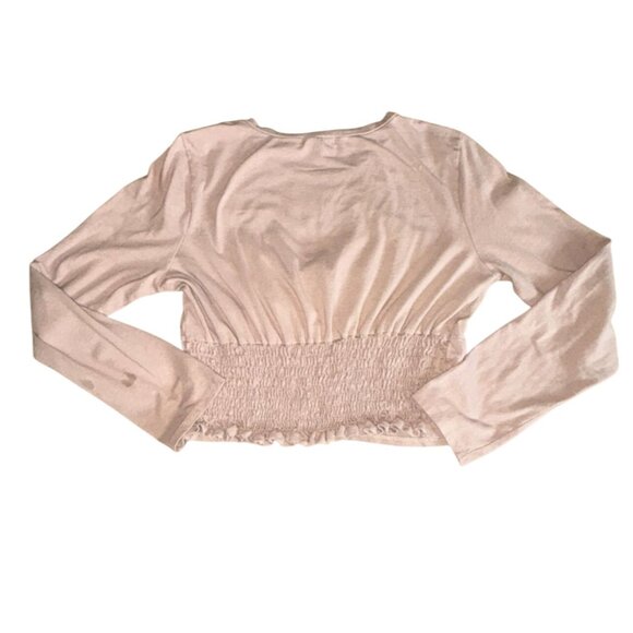 Moa Moa Cropped Fitted Long Sleeve Blouse-Tan-Size XL-GUC - Picture 5 of 6